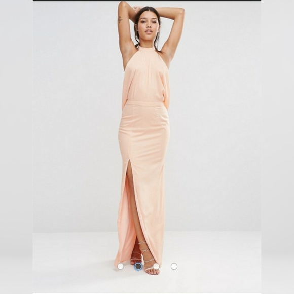 MISSGUIDED | Peach Cowl Back Maxi Dress - Picture 8 of 16